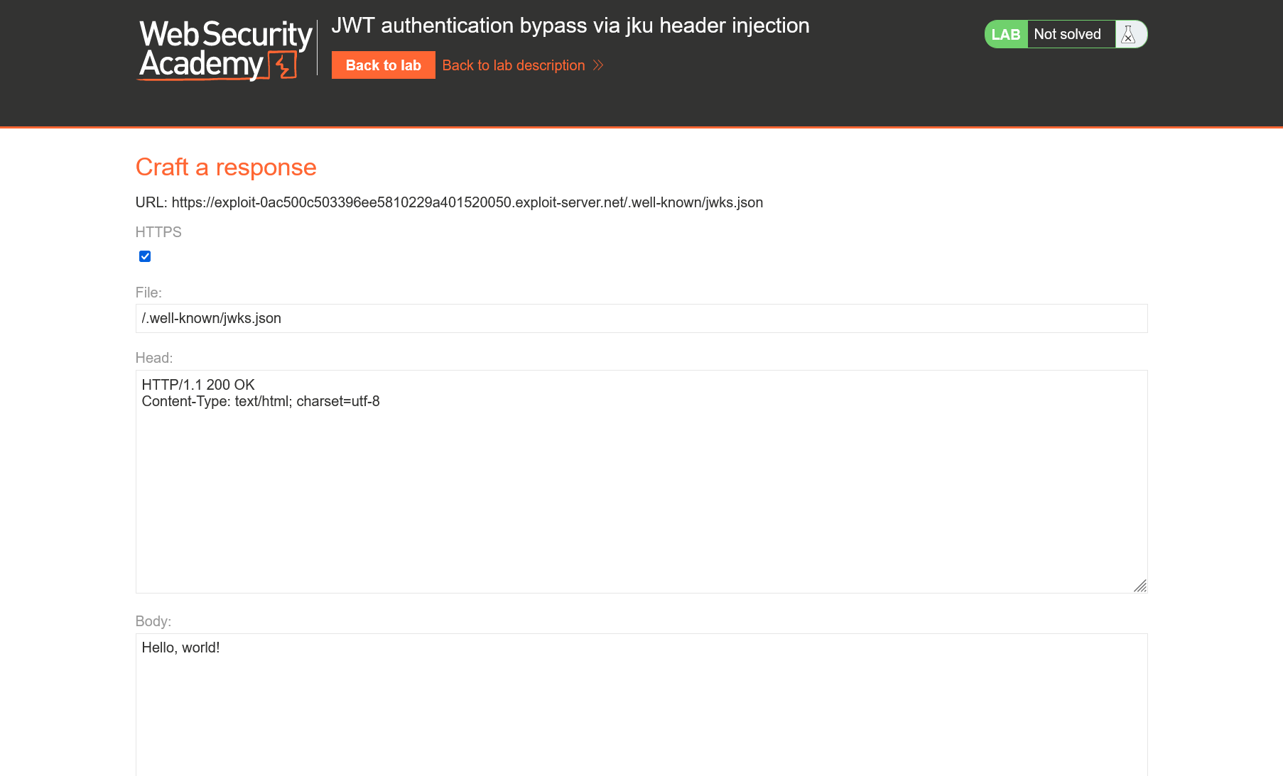 Exploit Server с настроенным путем к файлу