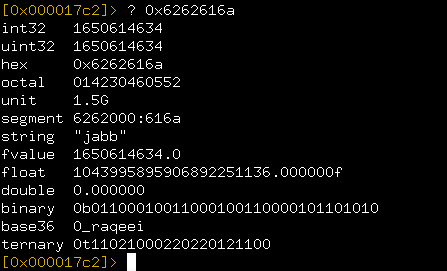 Приведение числа 0x6262616a к разным типам данных Приведение числа 0x6262616a к разным типам данных
