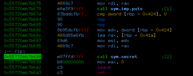 Выполнение функции secret Выполнение функции secret