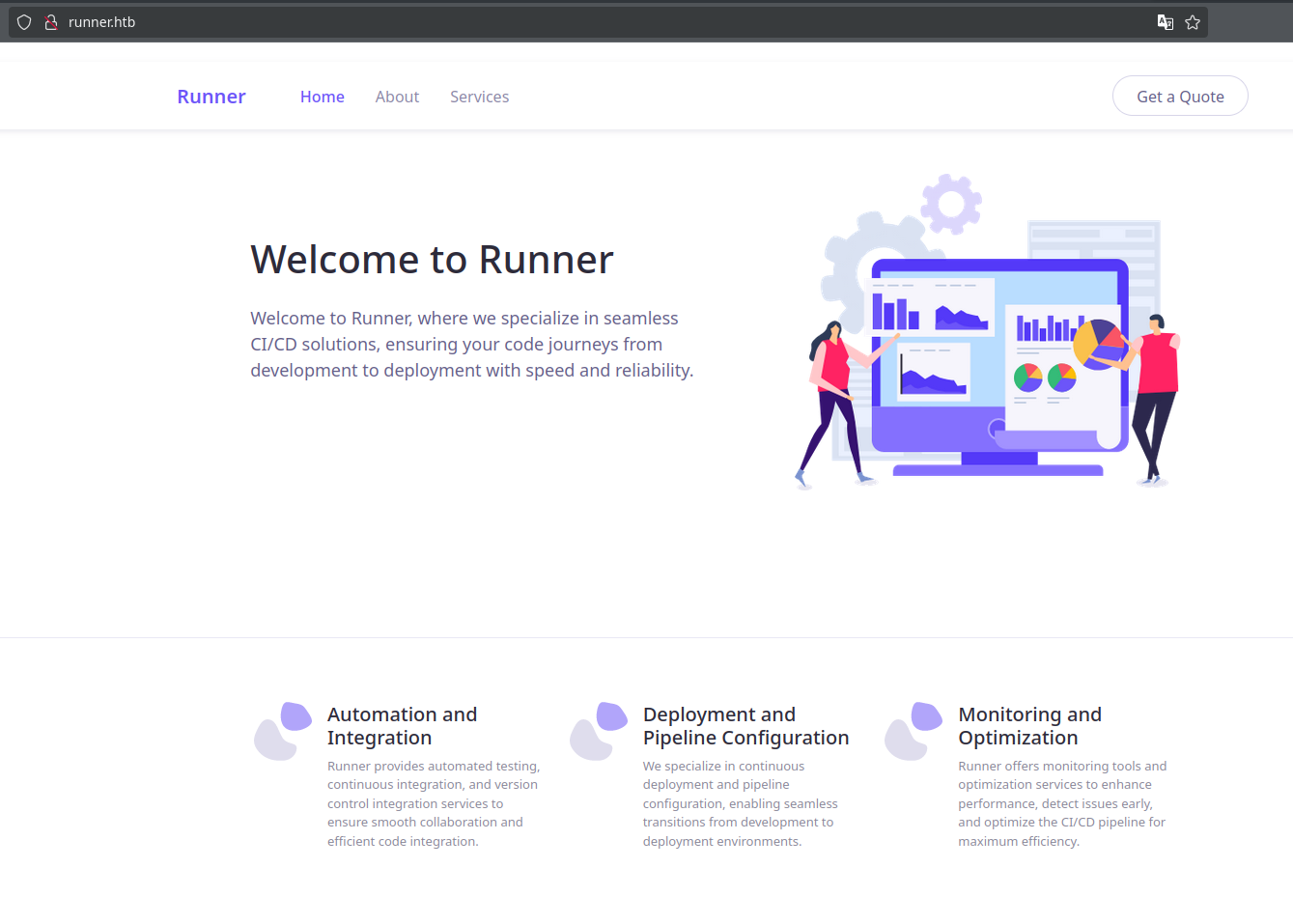 Главная страница сайта runner.htb