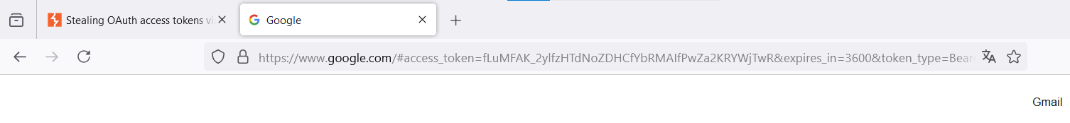 Редирект с нашим токеном на google.com