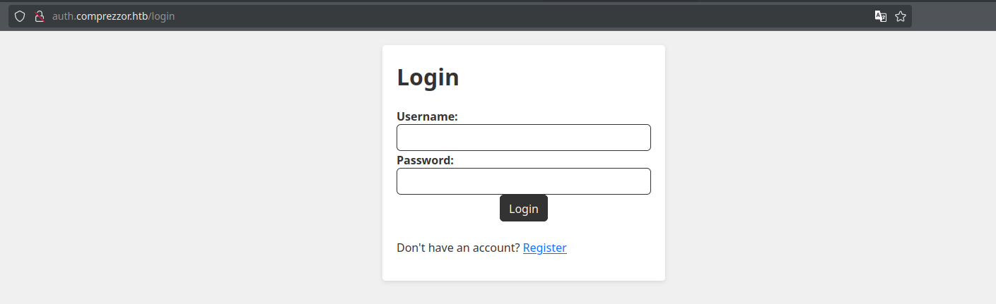 Главная страница auth.comprezzor.htb Главная страница auth.comprezzor.htb